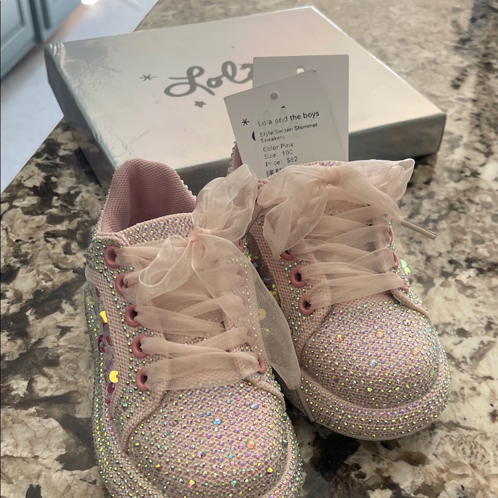 Lola + The Boys Sparkling Pink Kids Sneakers